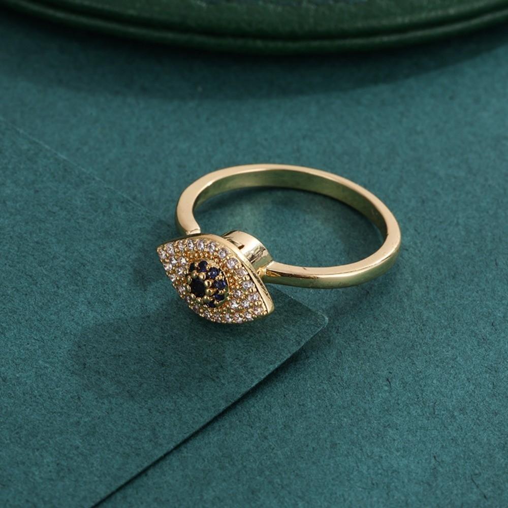 Copper Devil's Eye Ring Rotatable Opening Finger Ring Zircon Luxury Ring Clothes Accessories