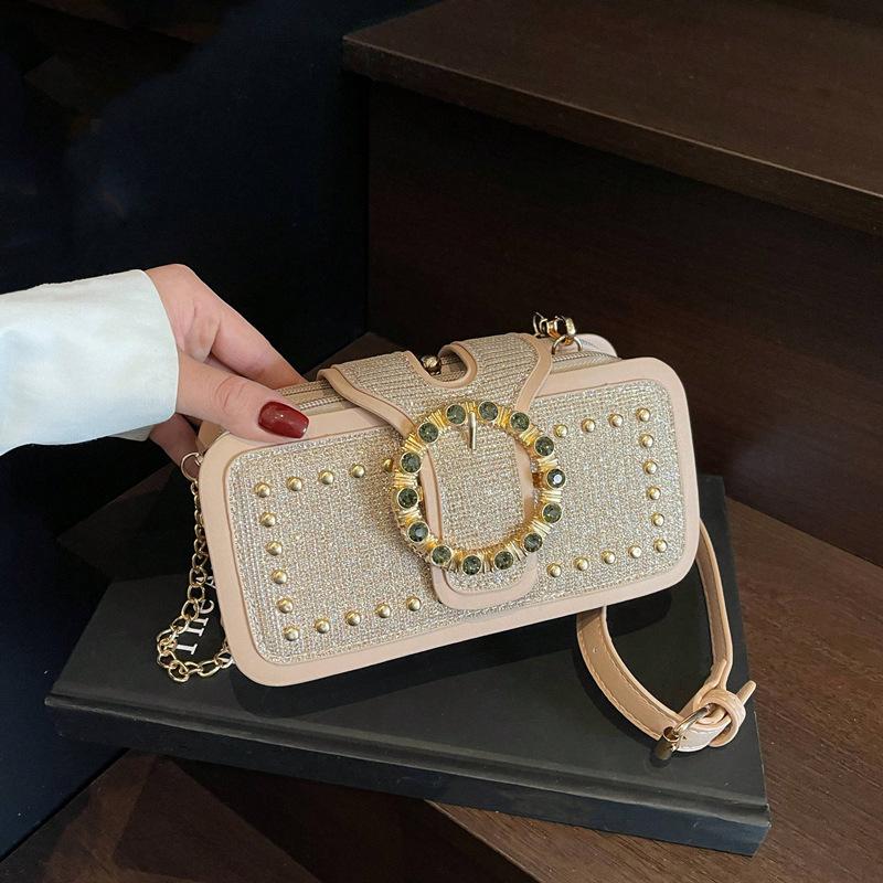 New Trendy Fashion Small Bag Retro Chain Small Square Bag Korean Version Single Messenger Bag Multi-pocket Locomotive Bag