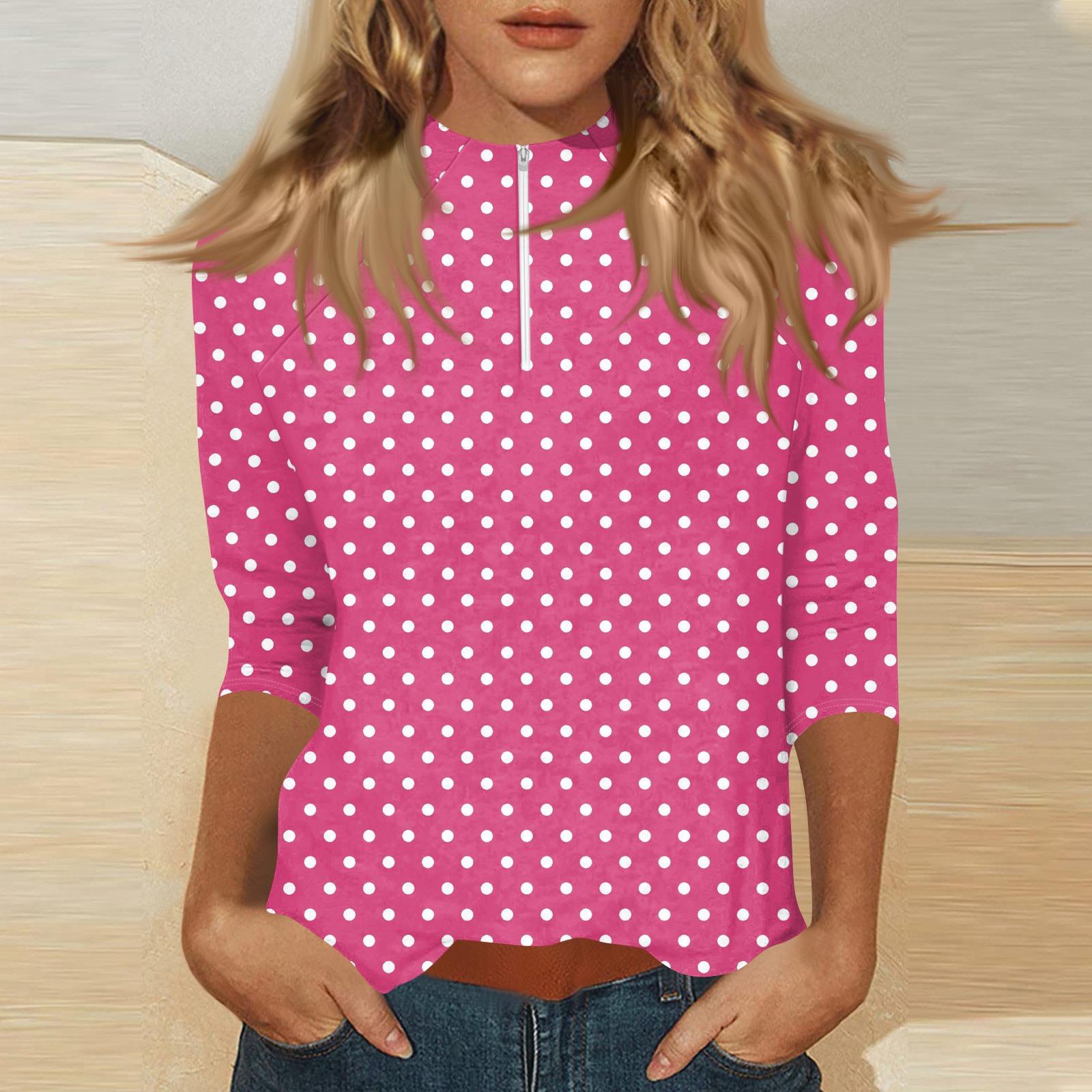 

Women s Mock Neck3/4 Sleeve Printed Top With Zip-up XL