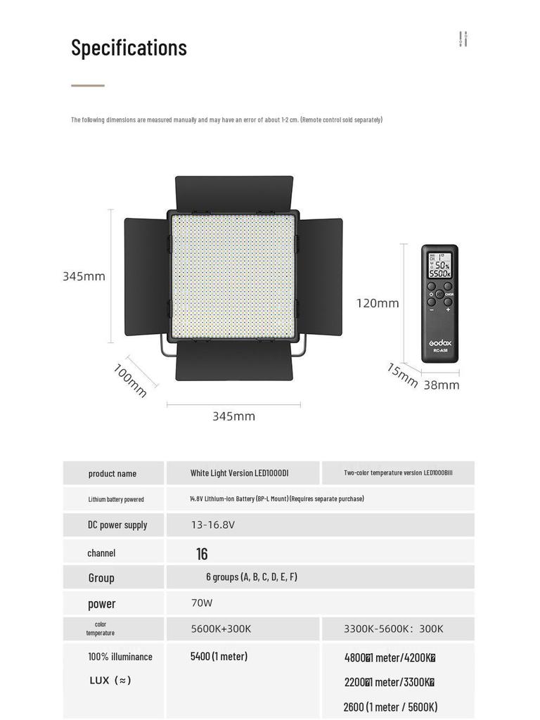 Shenniu LED1000 Second Gen Photography & Video Fill Light