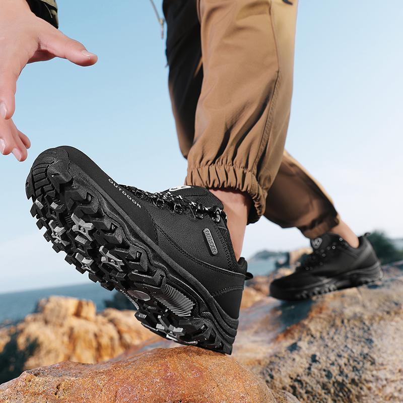 PU Leather Hiking Shoes Anti-collision Outdoor Sneakers Men's Waterproof Climbing Sports Shoes Anti-slip Camping Trekking Shoes