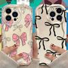 Pink Bowknot Fashion Color Phone Case for iPhone 17 16 15 14 Plus 13 12 11 Pro Max XS X XR 17 Air 16E Soft Silicone Cases Cover