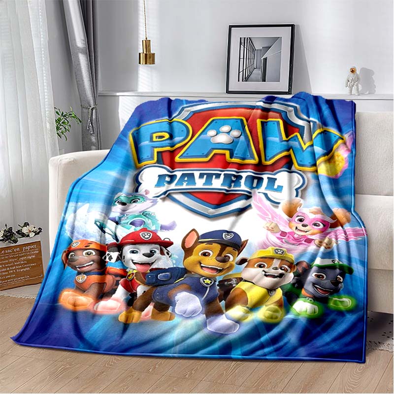 PAW Patrol Cartoon Printed Flannel Blanket Soft Warm All Season Throw For Kids Bedroom Sofa Indoor Home Decor Housewarming Gift