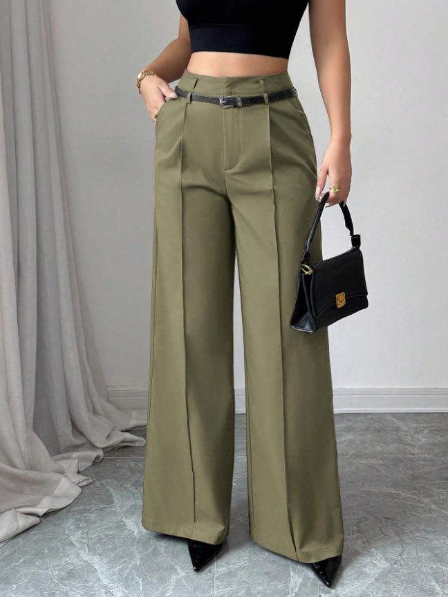 European and American 2025 Autumn/Winter Women's Casual High-Waisted Loose Straight-Leg Suit Pants