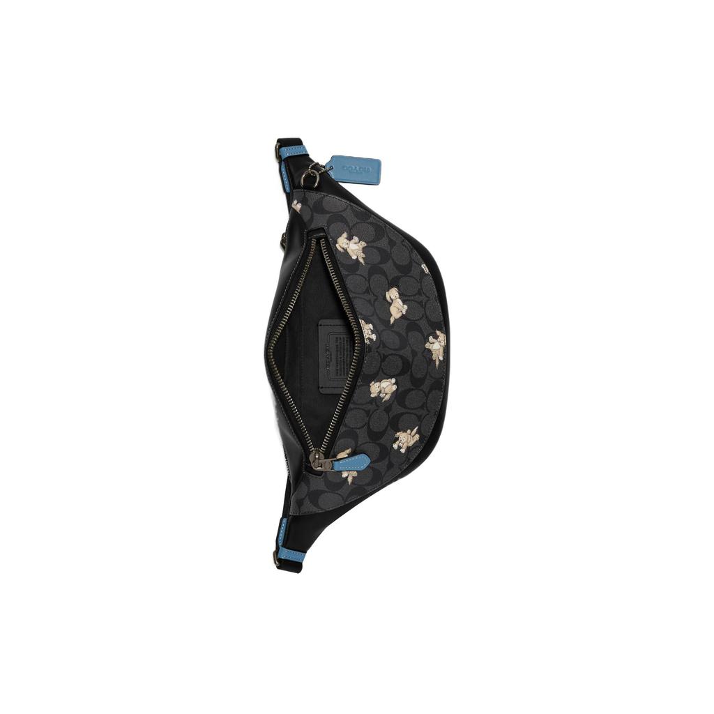 Coach Warren 33 Animal Badge Series Dog Print Zipper Closure Signature Coated Canvas And Fine Calfskin Shoulder Bag Waist Bag Large CC123-QBA5F