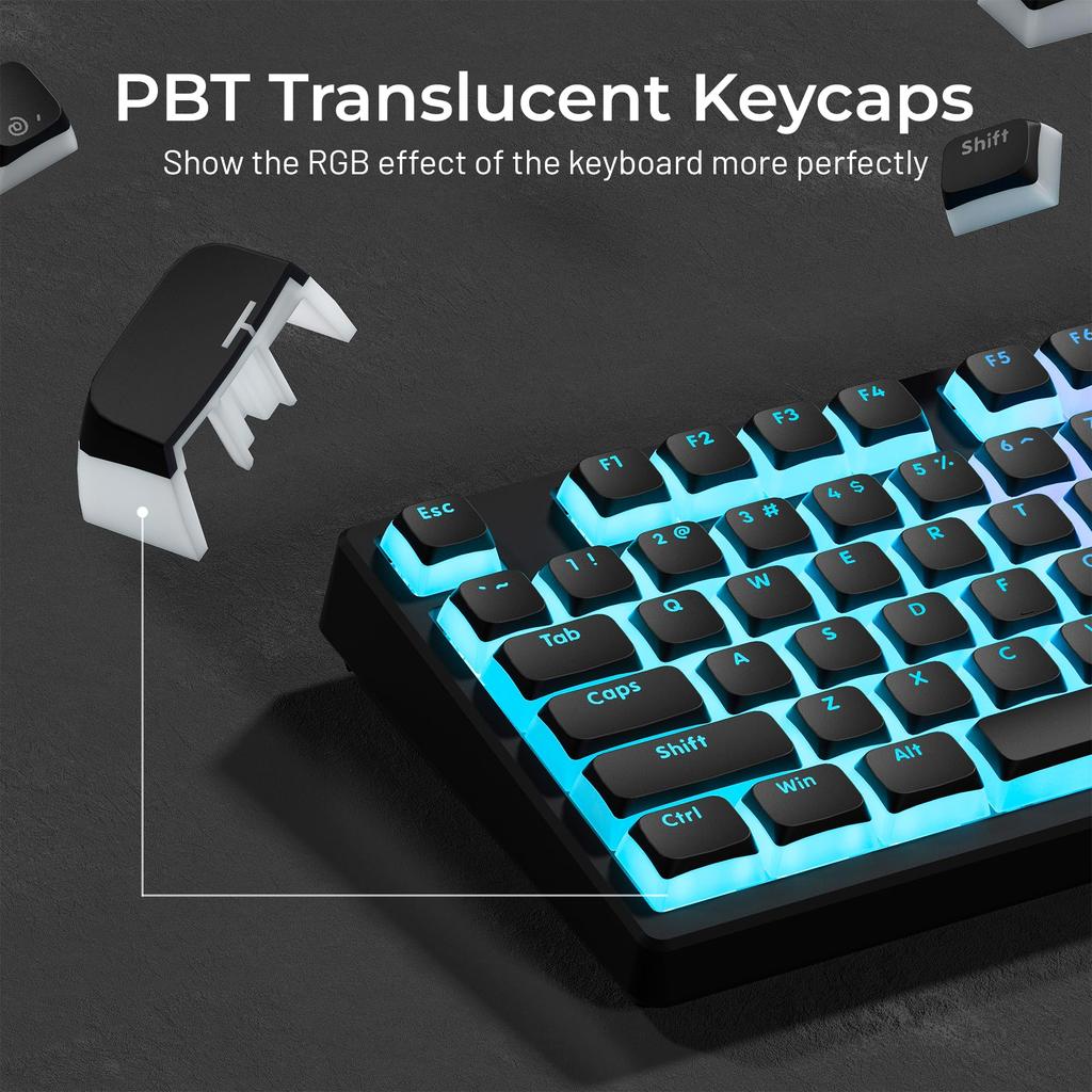 XVX Pudding Keycaps 117 Keys XDA Profile Translucent PBT Keycap Set Onyx Black Keycaps for Mechanical Keyboards with Cherry - Shine-Through
