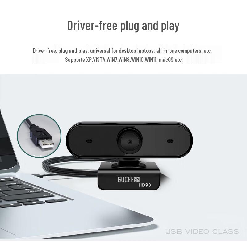 GUKK HD98 1080P Ultra-Wide USB Webcam with Mic