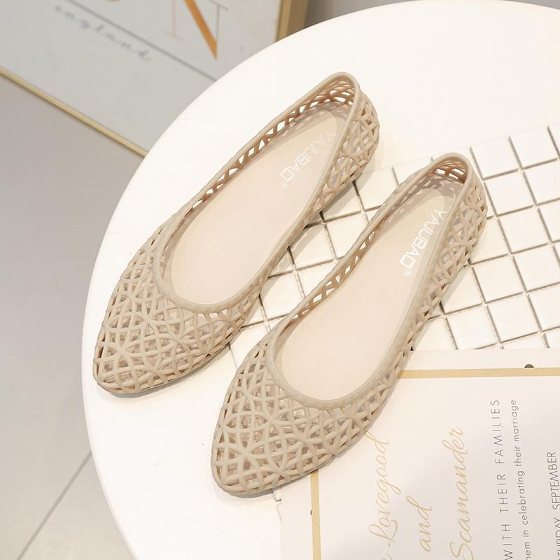 

Модные туфли-лоферы из однотонного желе с вырезами, женские шлепанцы, водонепроницаемые ПВХ сандалии на каблуке, сандалии с вырезами, сандалии-конфеты 6