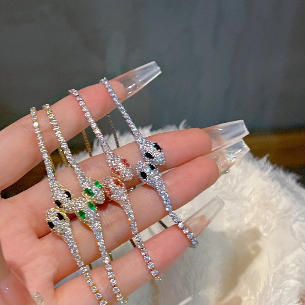 Grünäugige Geister-Schlangen-Armband, Hochwertiges Design für Damen, Exquisite Zieh-Handseil, Verstellbarer Micro-Inlay Zirkon Schmuck.