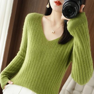 Herbst und Winter Neue V-ausschnitt Langarm Pullover Pullover Frauen Mode Lässig Slim Fit Strickpullover für Frauen Elegante Warme Base Jumper top 25070