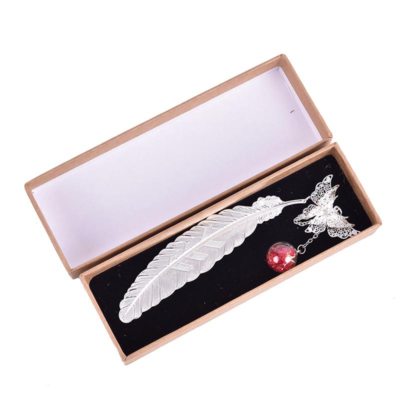 Metal Feather Bookmarks Classical Chinese Style Creative Book Reading Art Gift