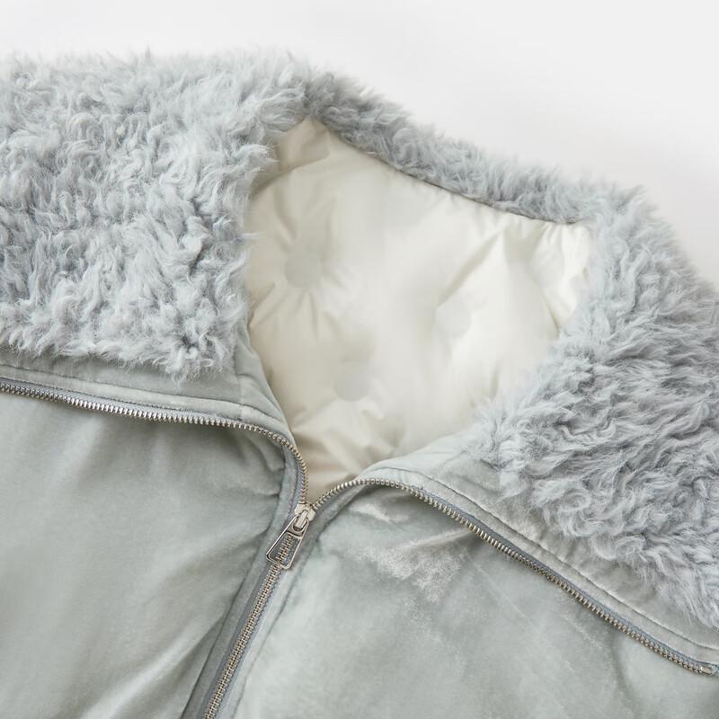 Qiusu Yiren 2025 Winter Faux Fur Collar Short Down Jacket