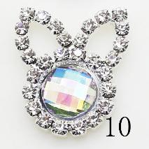 LKERAN 10Pcs Rabbit Acrylic Rhinestone Buttons Embellihment Ribbon for wedding supply Gift Weap Hairbow Center Decorative Button