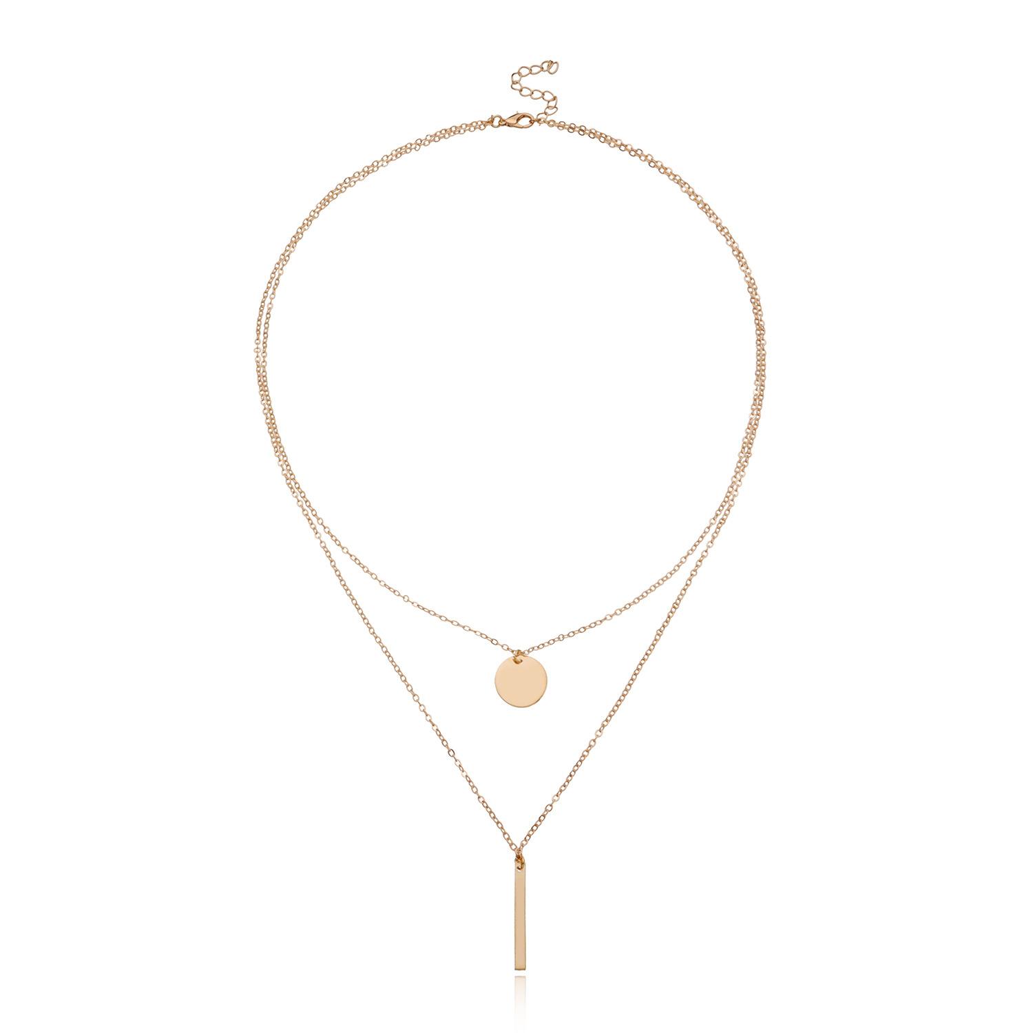 Accessories, Vintage, Alloy Metal Bar Necklace, Sequined Clavicle Necklace золотой