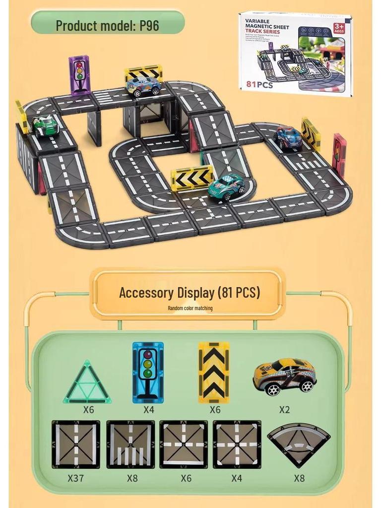 5,5 cm Magnetische Verkehrsbahn Auto Bausteine für Kinder