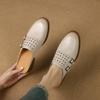 Fashion NEW Summer Women Mules Genuine Leather Shoes for Women Cover Toe Slingback Shoes Round Toe Low Heel Sandals Rivet Modern Slipper
