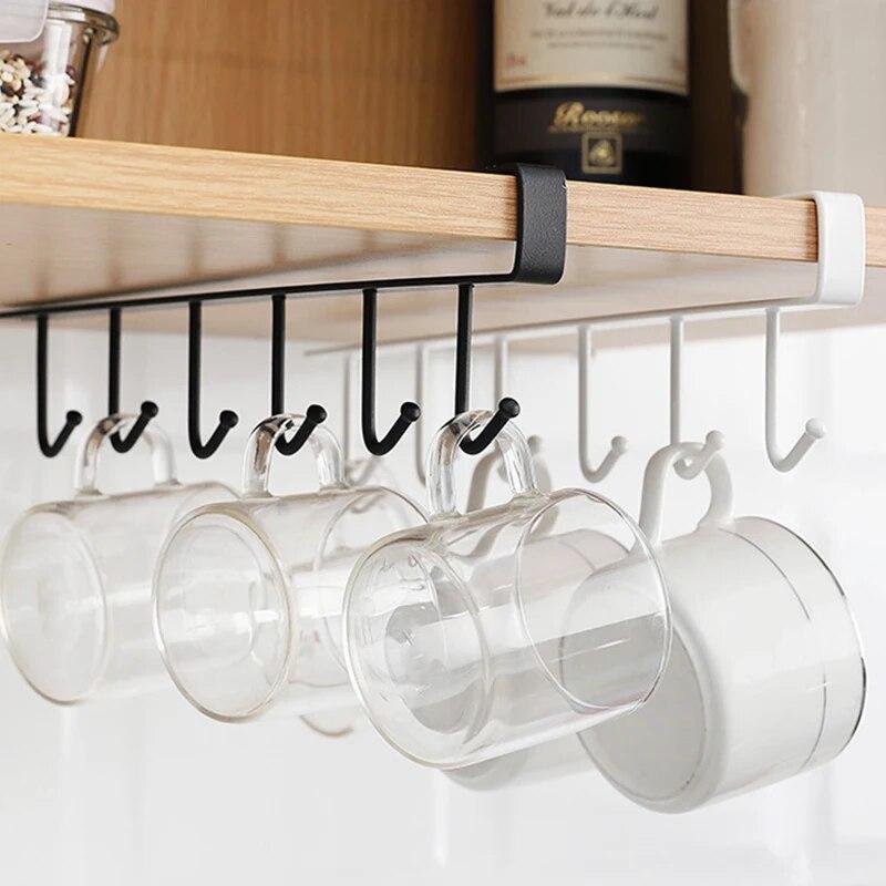 6-hook Metal Frame Kitchen Supplies Hanger, Supplies Storage, Tie Hook