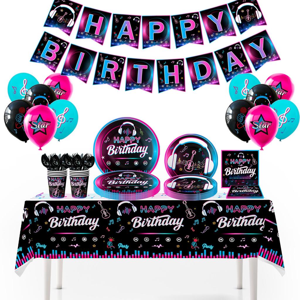 Music Party Decorations,140pcs Music Birthday Party Decorations Tableware-Music Balloons Plates Etc Music Theme Party Decor Supplies, for 16 Guests
