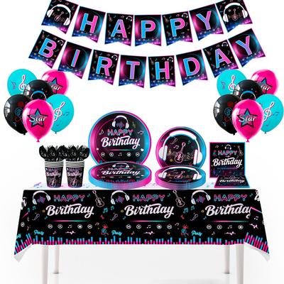 Music Party Decorations,140pcs Music Birthday Party Decorations Tableware-Music Balloons Plates Etc Music Theme Party Decor Supplies, for 16 Guests