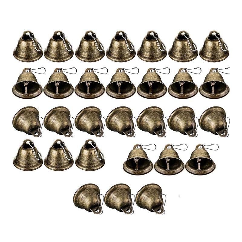 

30 Pcs Bells Craft Small Bells Brass Bells Vintage Bells With Hooks For Hanging Wind Chimes Making Dog Training