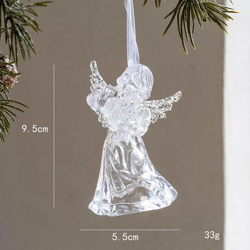 Christmas Tree Atmosphere Hanging Decoration Transparent Acrylic Craft Snowflake Deer Angel Pendant Christmas Decoration Gift