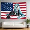 2026 Miku American Flag Tapestry Anime Background Dormitory Bedhead Tapestry Living Room Tapestry Sofa Background Tapestry