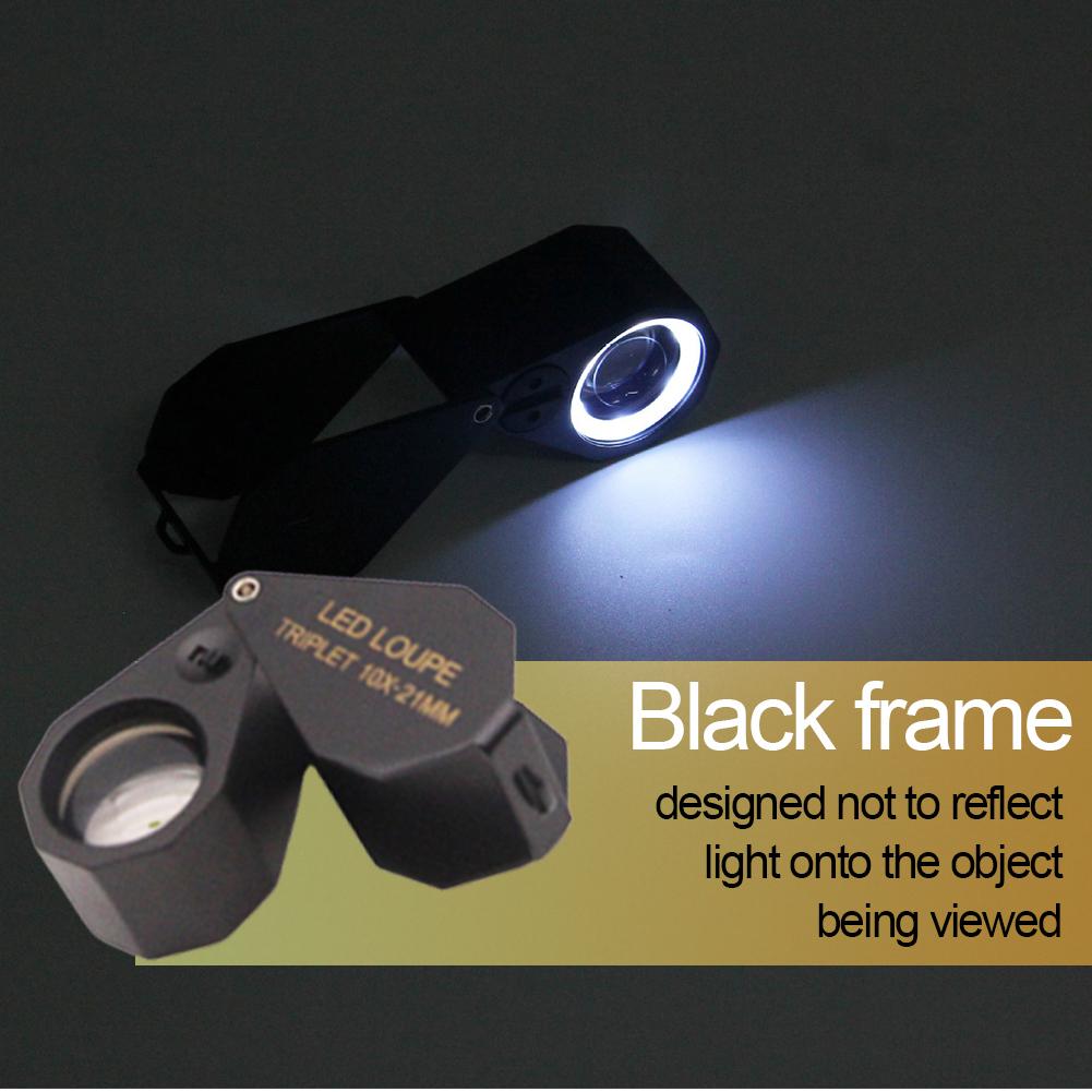 10X 20X 30X 40X Jewelry Magnifier Foldable Pocket Folding Magnifying Glass Jewelers Eye Loupe Magnifier for Jewelry Identifying