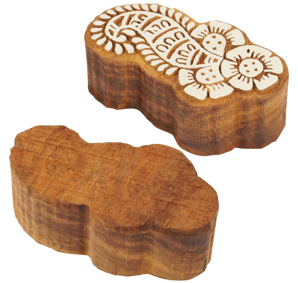 IBA Indianbeautifulart Textile Printing Block Foral Paisley Motif Hand Carved Wooden Stamp