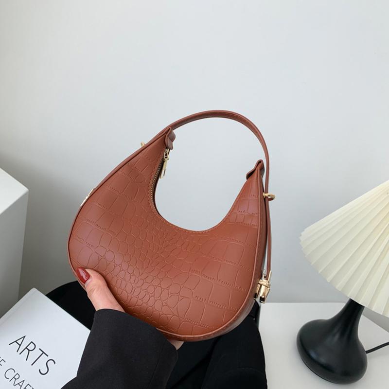 Yogodlns Aligator Half--moon Shoulder Bag for Women Fashion Underarm Bag Design Ladies Armpit Bag