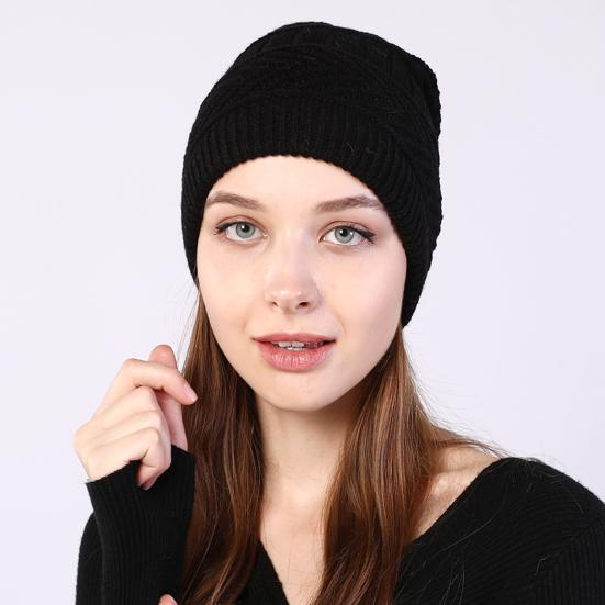 Beanie Hat Solid Color Adjustable Autumn Winter Plush Lining Windproof Hat Scarf for Outdoor