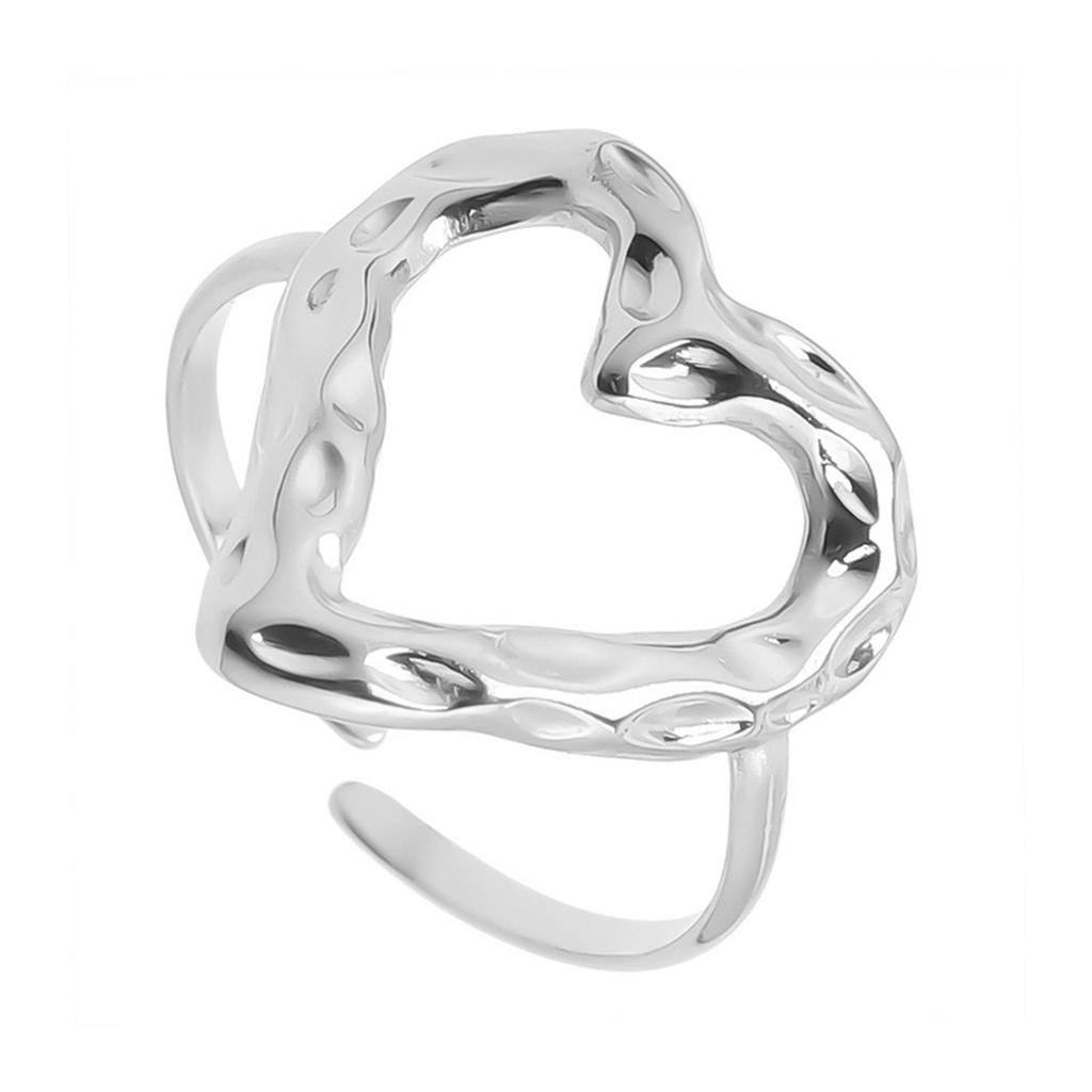 Open Adjustable Finger Accessory Couple's Heart Accent Rings Stainless Steel Adjustable Fashion Rings Jewelry