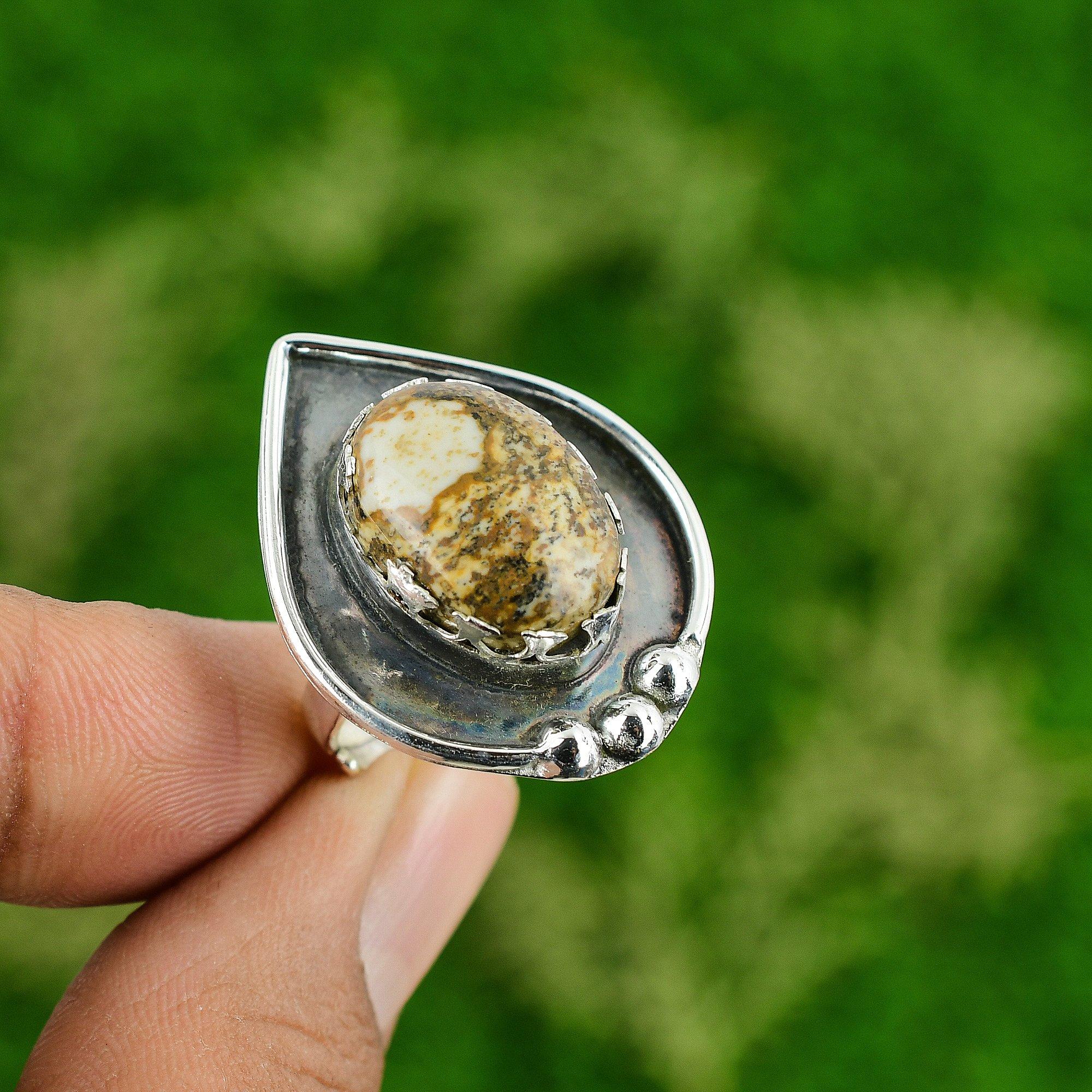 

Gift For Her 925 Silver Natural Picture Jasper Multi Stone Adjustable Ring Adjustable