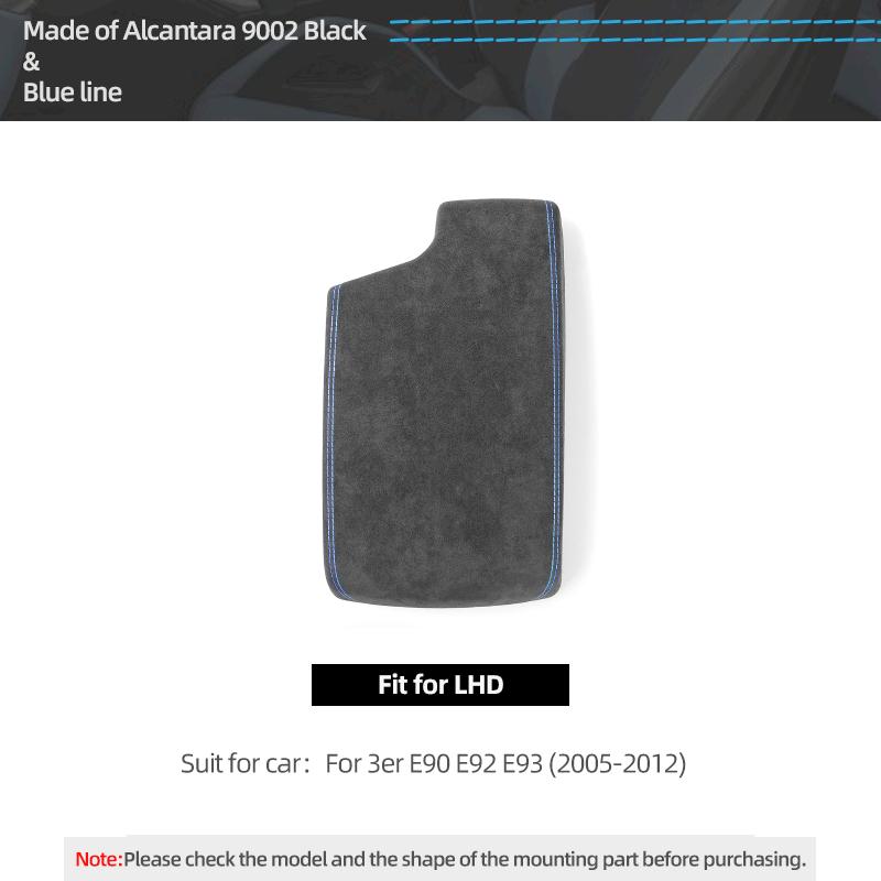 For BMW E92 E90 E93 3 Serie 2004-2011 Made of Alcantara Wrap Armrest Box Panel Cover Trims Performance Car Interior Accessories Blue LHD