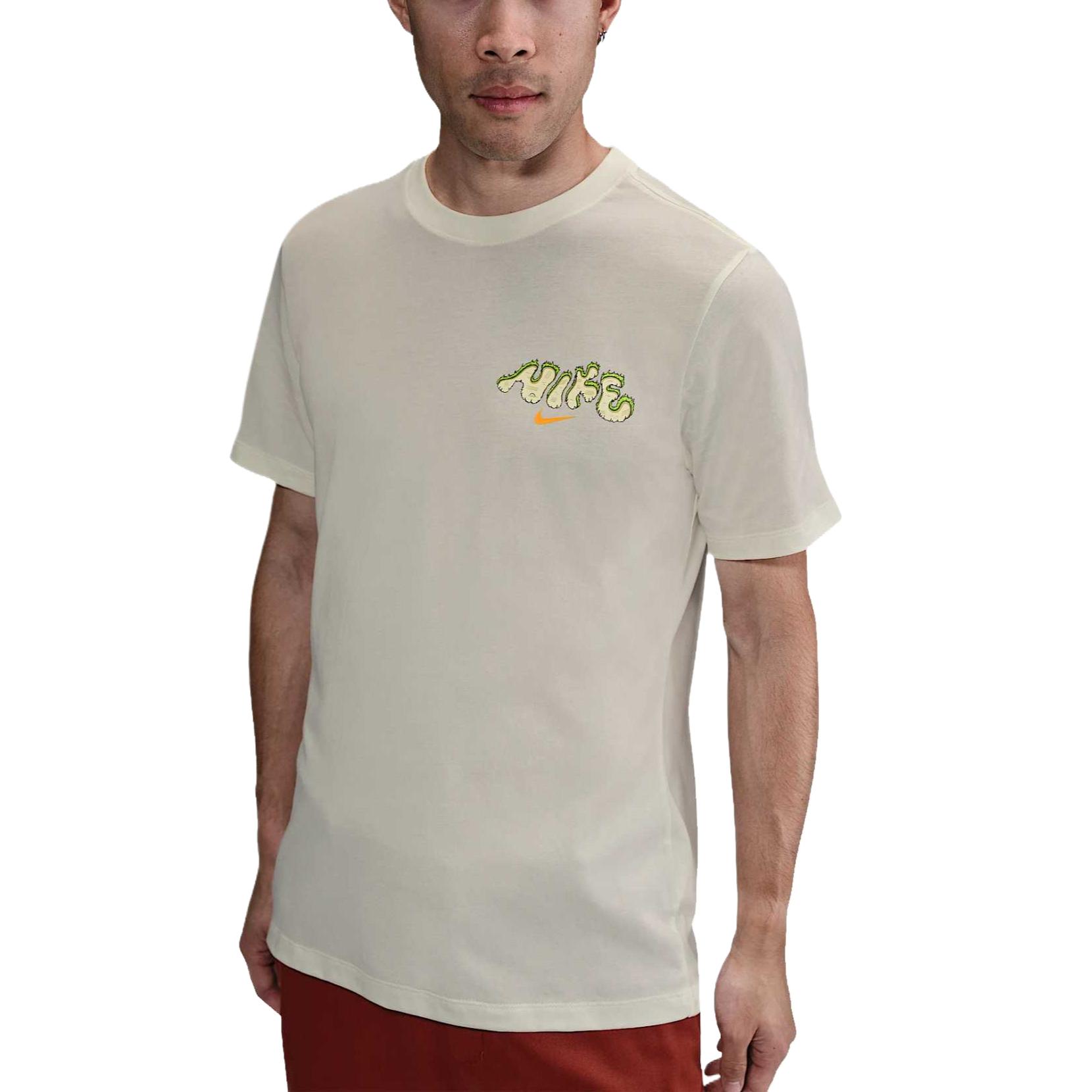 Nike T Shirts Men s Ecru 133 Crew Neck Moderate Straight Fit HJ3457-133 2XL