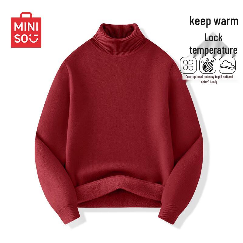 MINISO Men's Fleece Lined Turtleneck Sweater