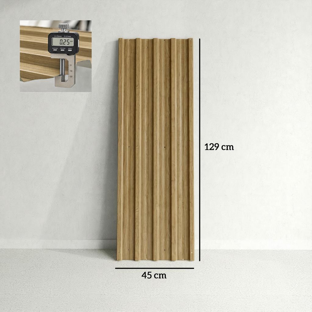 Lot of 12 Weather-Resistant Galvanized Steel Panels, Natural Wood, Panel Dimensions 129L x 45W cm