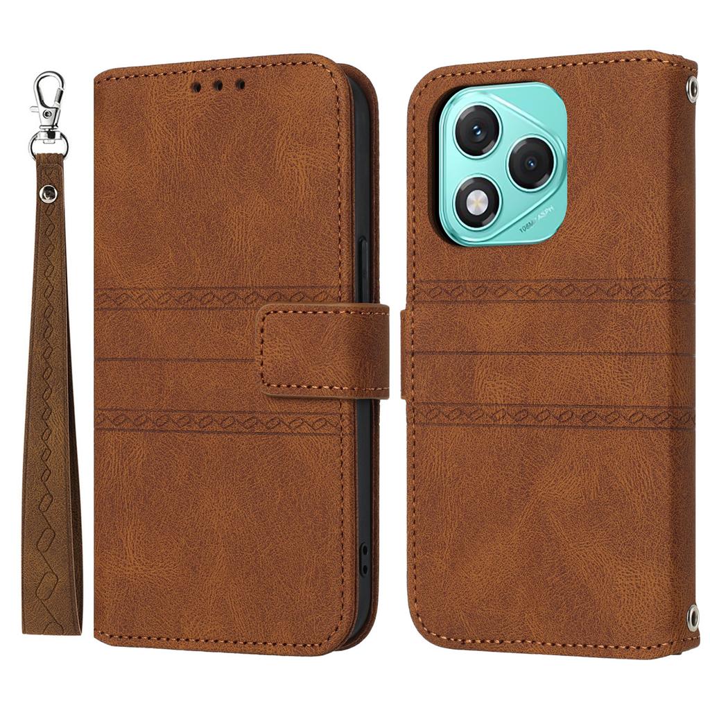 For Honor 400 Lite 5G Case Wallet Skin-Touch Leather Imprinted Phone Cover with Wrist Strap