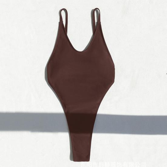Women Sexy Monokini V-Neck Sleeveless Swimsuit Backless Design Figure-Enhancing Fit One-piece Bikini