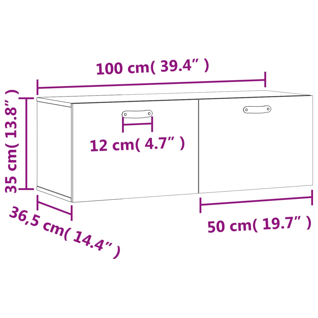 Wall Cabinet Gray Sonoma 100 x 36.5 x 35 cm Particleboard