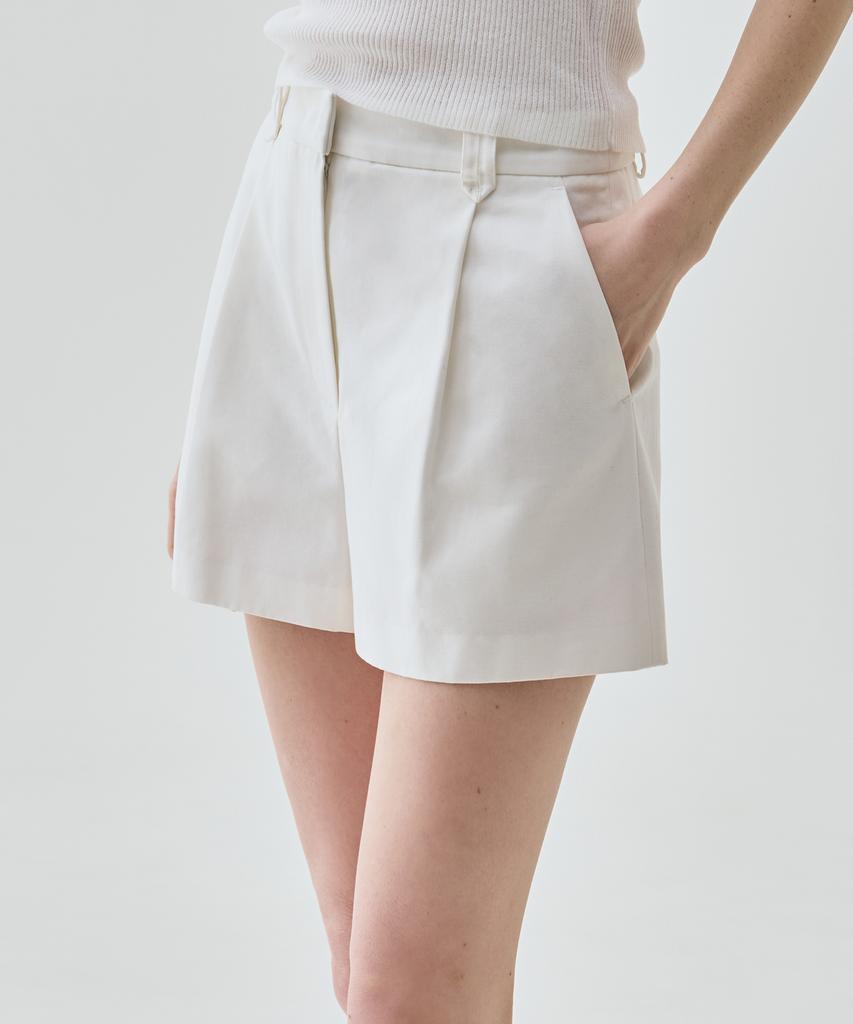 Deuloupisumeon One-Pleat Twill Cotton Shorts [L.Beige]