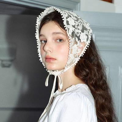 Witte geweven bloemen kant haar sjaal wraps vrouwen retro driehoek hoofddoek hoed reis foto hoofdband haar accessoires
