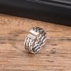 Chunky Woven Rings for Men Boys,Classic Thick Braided Metal Band Ring,Adjustable Anniversary Birthday Jewelry Gift
