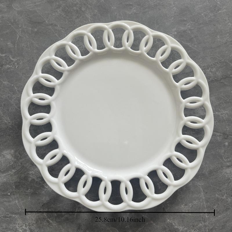 Ceramic Hollowed Out Western Dining Plate Serving Plate Restaurant Appetizers Tableware Fruit Cake Dim Sum Plates Tableware