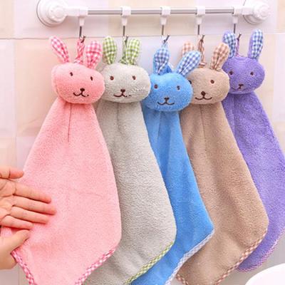 New Baby Hand Towel Cartoon Animal Rabbit Plush Kitchen Soft Hanging Bath Wipe Towel AVE