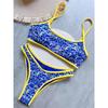Bikini Brasiliano Sexy Stampato a Taglio Alto Gamba Femminile Costume da Bagno Donna Costume da Bagno Due Pezzi Set Bikini Costumista Costume da Bagno Swim