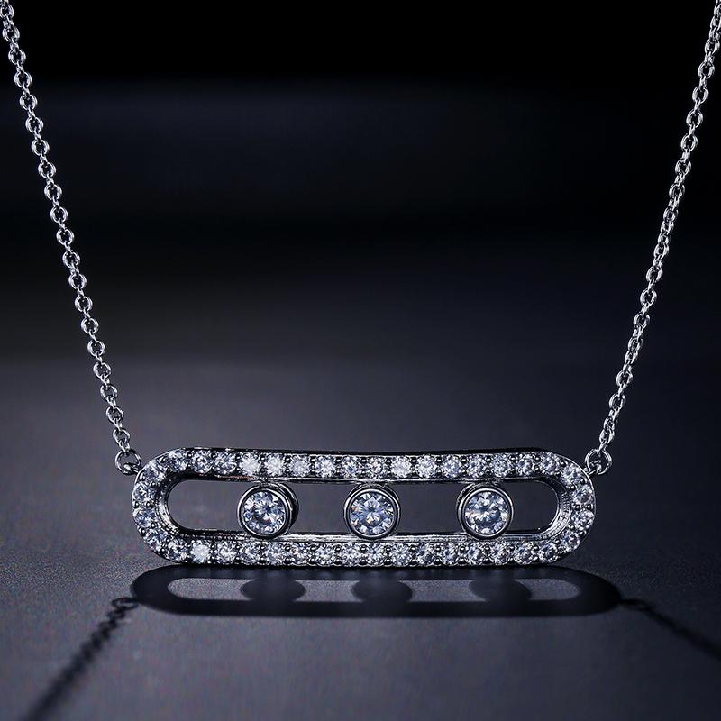 Fashion Design Seiko New Full Diamond Five Diamond Sliding Necklace Female Personality Light Luxury Clavicle Chain