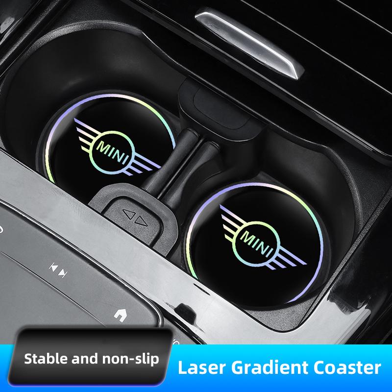 2Pcs Car Water Cup Mat Auto Interior Storage Pad Accessories For MINI WORKS One Cooper JCW R60 R59 R58 R57 R56 R55 R53 R52 F55