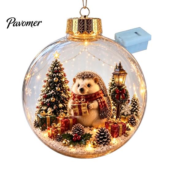 Weihnachtsbaumschmuck Story Ornament, 8 cm Kugel-Hängedekoration mit Mini-Feiertagsszene, Bruchfeste Kugeln im Inneren, Klarer Kunststoff-Weihnachtsanhänger