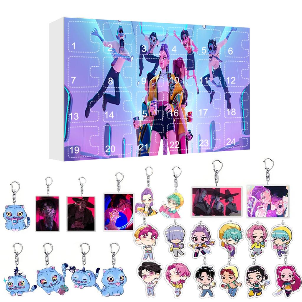 KPOP Hexenjagd Adventskalender Blind Box Rucksack Flacher Acryl-Schlüsselanhänger Anhänger