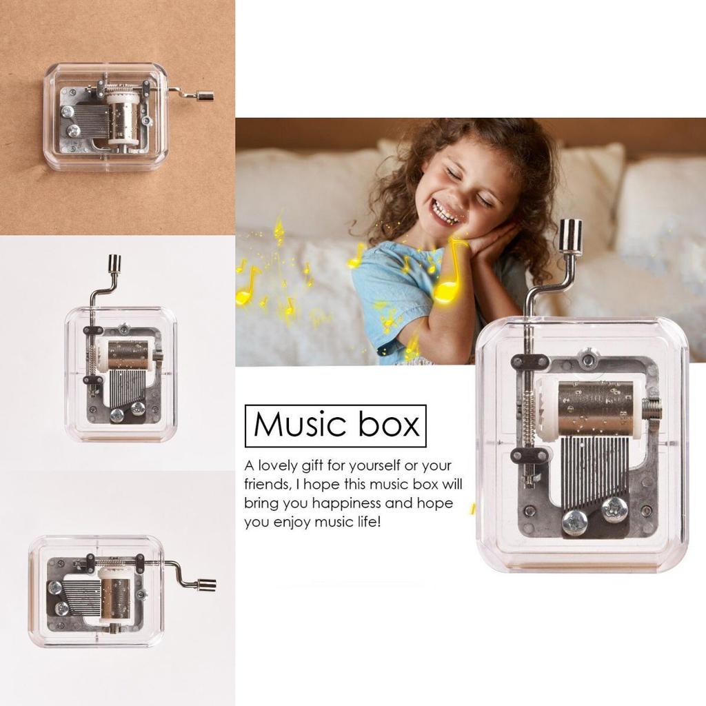 Adorable Hand Cranking Mini Music Box With Transparent Design For Christmas